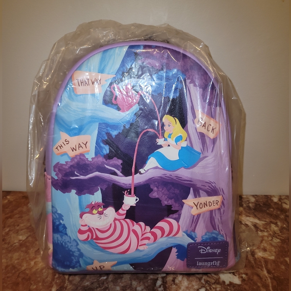 NWT Loungefly Disney Alice In Wonderland Alice & Cheshire Cat Mini Backpack - Picture 9 of 9